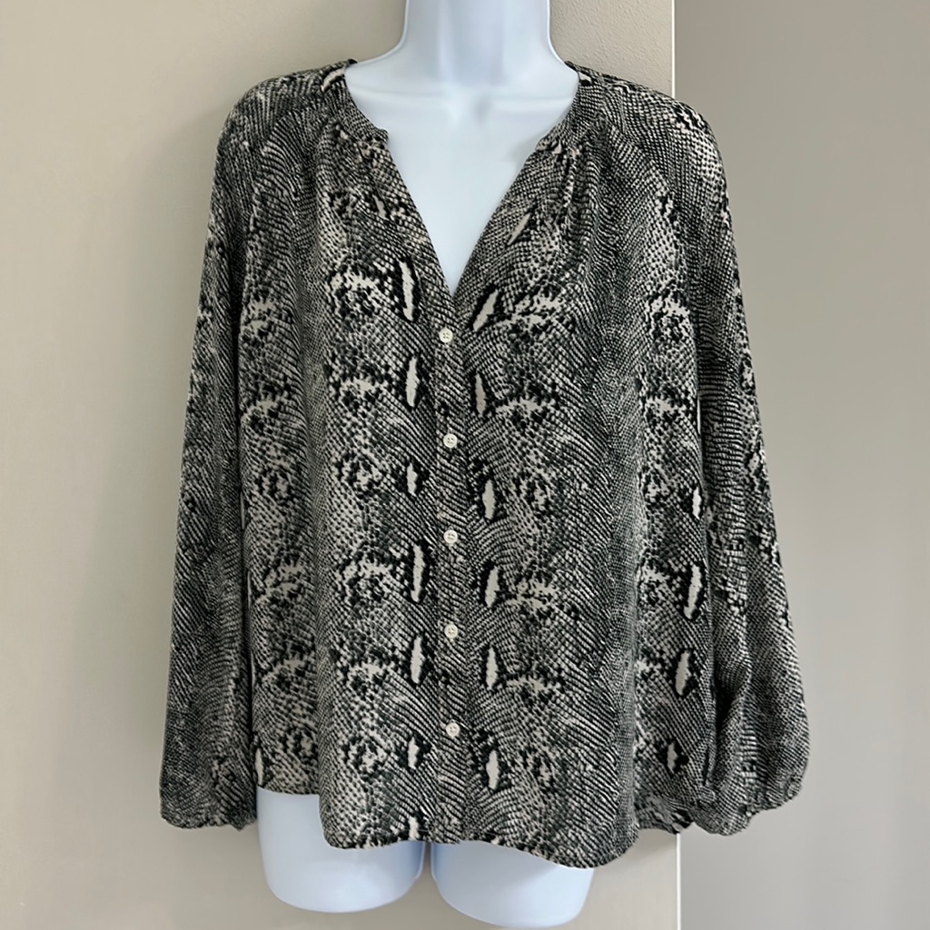 Jcrew Python Puff Sleeve Blouse